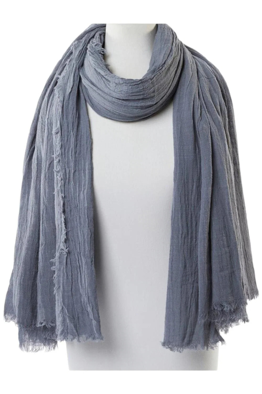 Samantha Brown Women's Frayed Edge Convertible Scarf Blanket Gray